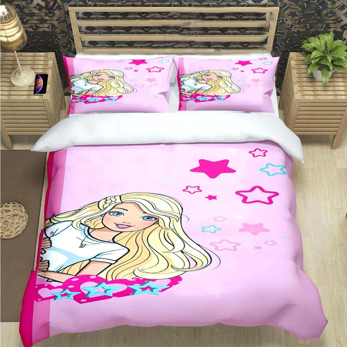 

Hot Fashion B-Barbie Cartoon Print Bedding Sets Bed Supplies Set Comforter Set Teens Girls Cartoon Twin Single Kid Luxury Gift EU Twin 135x200cm