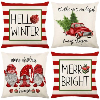 Weihnachts-Kissenbezug Festlich Festlich Leinen Bedruckter Kissenbezug für Wohnzimmer Sofa