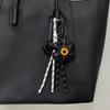 Yogodlns Creative PU Leather Sunflower Printed Charm Pendant Hand-Knotted Woven Rope Bag Acc