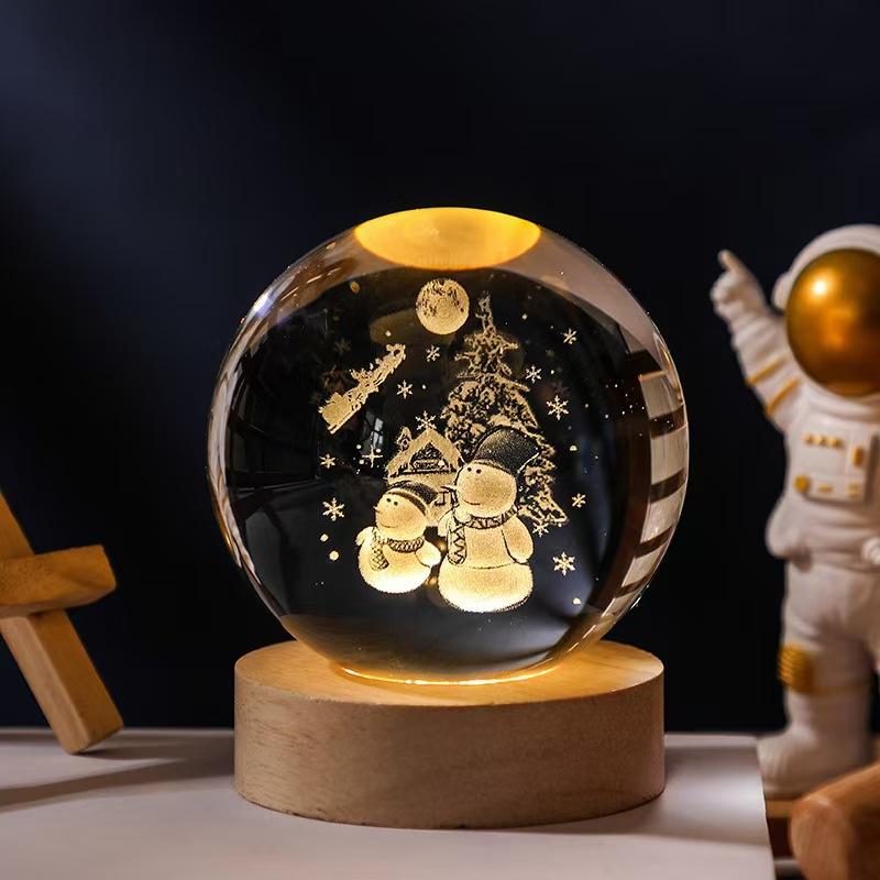 

Christmas unique 3D crystal ball lights with Galaxy and planetary projection USB nightlights for couples gift atmosphere lights