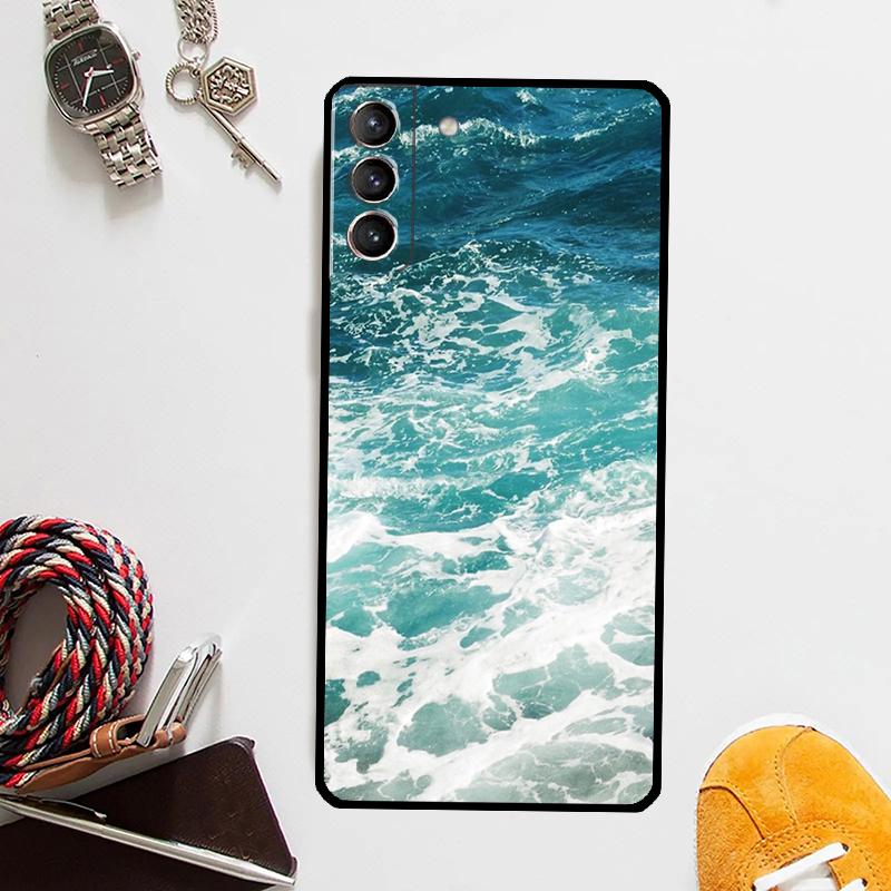 Blue Sea Ocean Waves Case For Samsung Galaxy S24 Ultra S20 S21 S22 S23 Plus S9 S10 S24 FE S25 Ultra Cover Coque