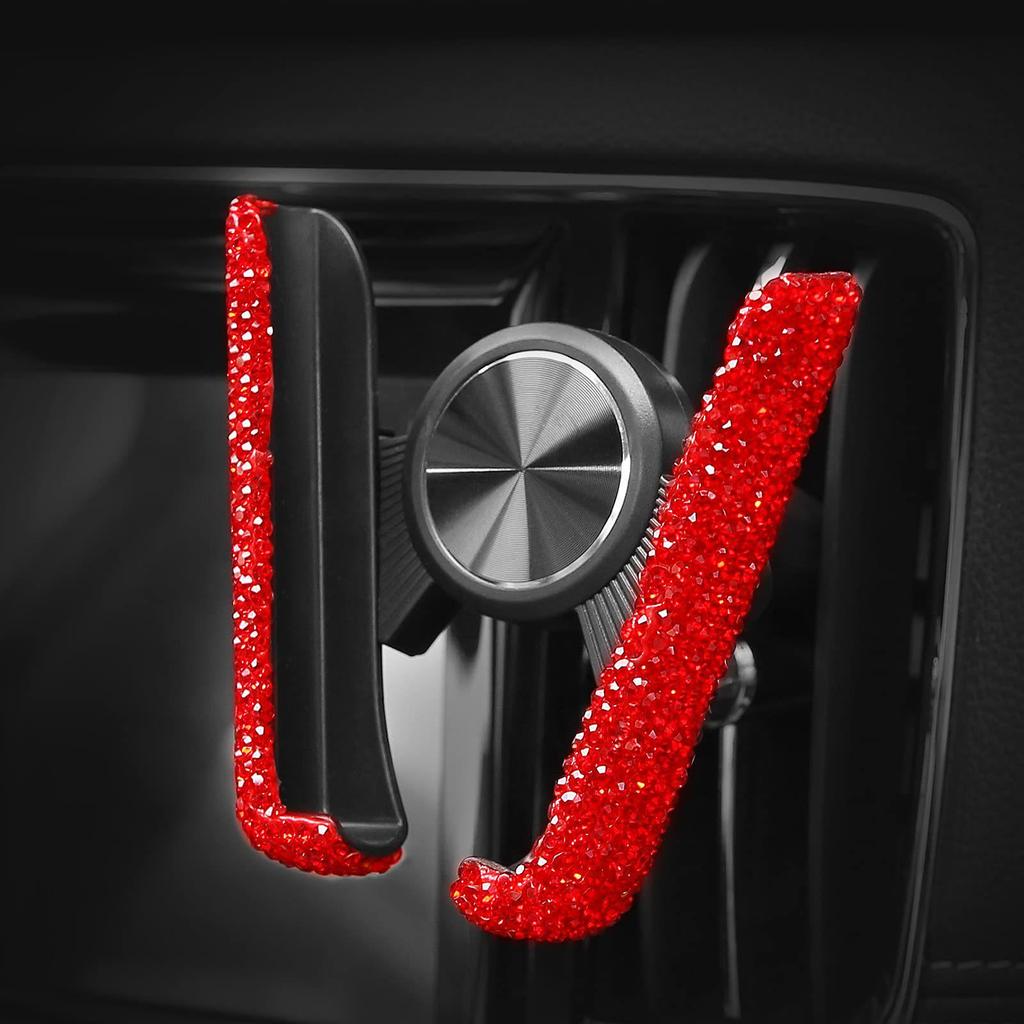 Rhinestone Car Phone Holder: Diamond Air Vent Stand with Full Sparkle