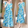 Elegant Long Dresses Women Summer Casual Short Sleeve Vintage Dress Korean Style O-Neck Female Clothing