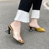 Sexy Women's Slippers and Ladies Sandals Clear Heeled Shoes Square Head New Style 2026 Luxury Slip-resistant Fashion Eva Slides