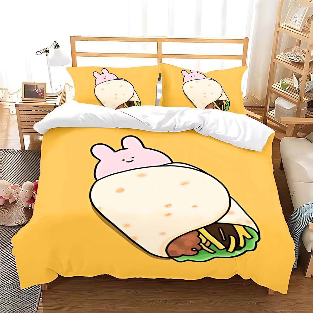 Śpiący Uroczy Asamimi Kwadratowe Zestawy Pościeli Kołdra Pokrowiec na Łóżko Kołdra Pokrowiec na Kołdrę Poszewka na Poduszkę Zestawy 3szt Dekoracja Sypialni Dziecięcej i Dorosłej