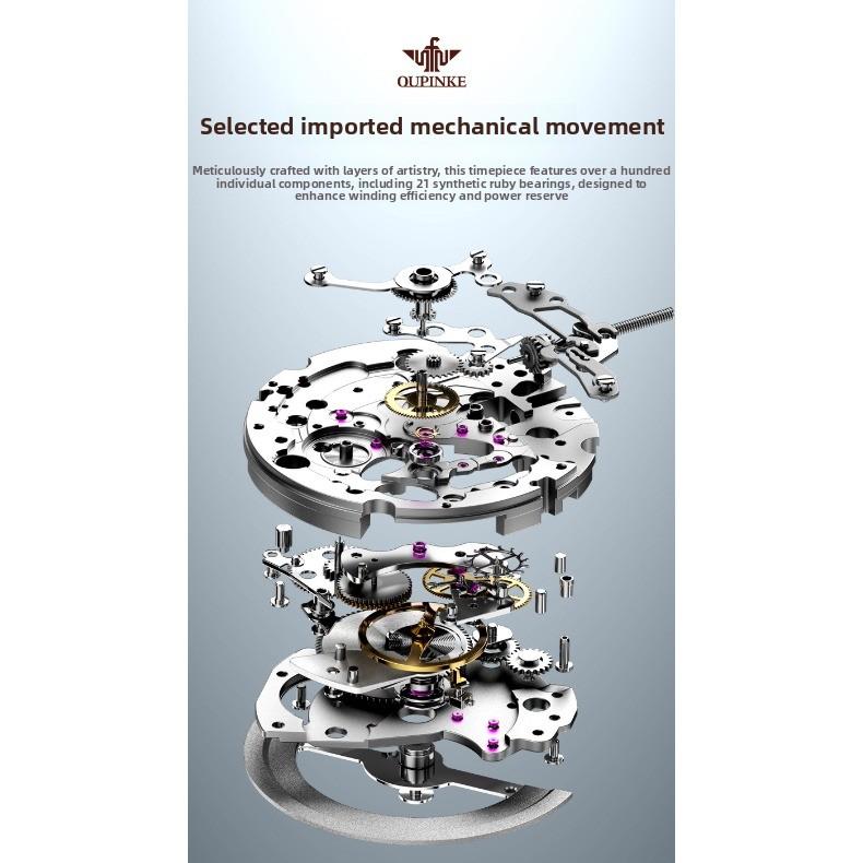 OUPINKE Watches, Skeletonized Bar-shaped Silicon Automatic Mechanical Rubber Waterproof Ladies' Watches