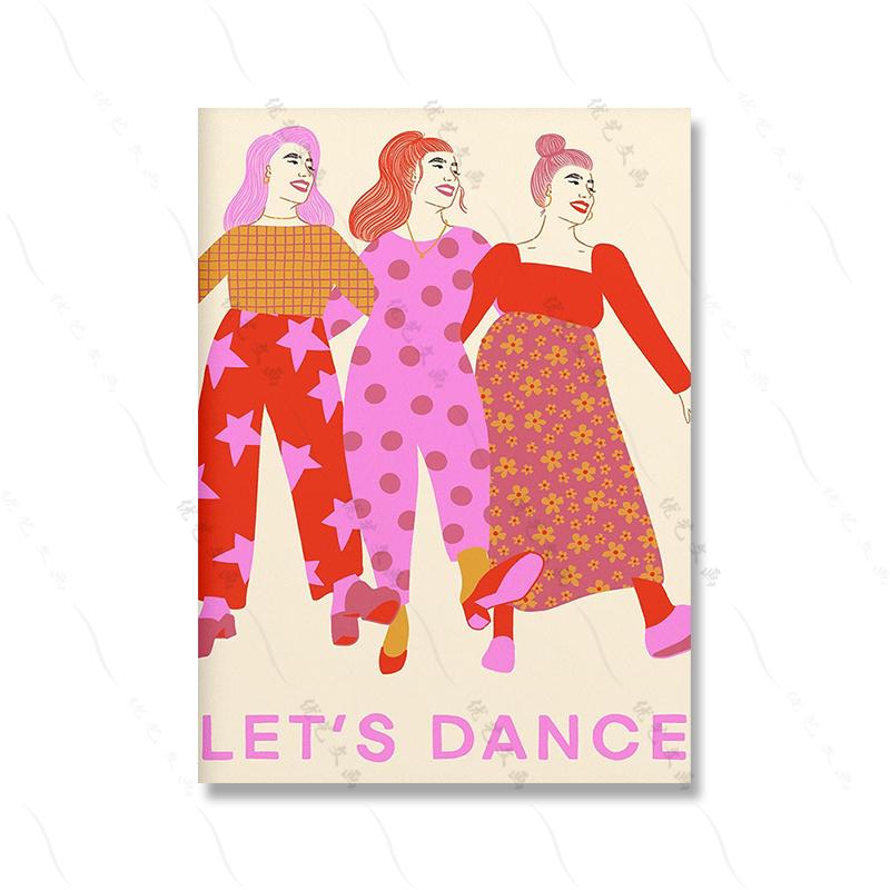 Cartoon Abstrakte Vase Rosa Niedlich Mädchen Tanz Poster Regenbogen Liebe Feministische Kunst Leinwand Druck Frau Tag Geschenk Malerei Zimmer Home Decor