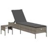 VidaXL Chaise Longue with Table and Cushion Grey Braided Resin, Sunbed, Garden Daybed, Outdoor Furniture, Chair 4002730
