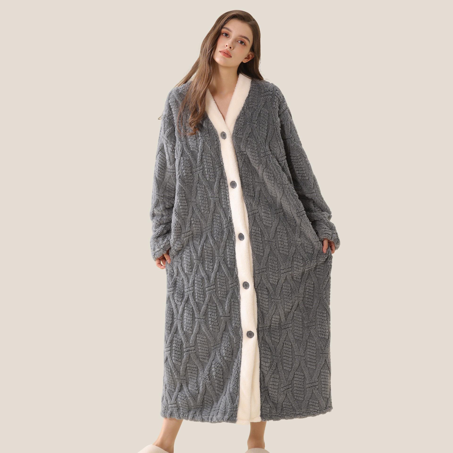 

Мужской плюшевый халат на пуговицах, длинный домашний халат, зимний теплый халат-дастер из флиса для СПА с карманом, фланелевый в полный рост, свободного кроя, ночная рубашка, одежда для сна для мужчин XL