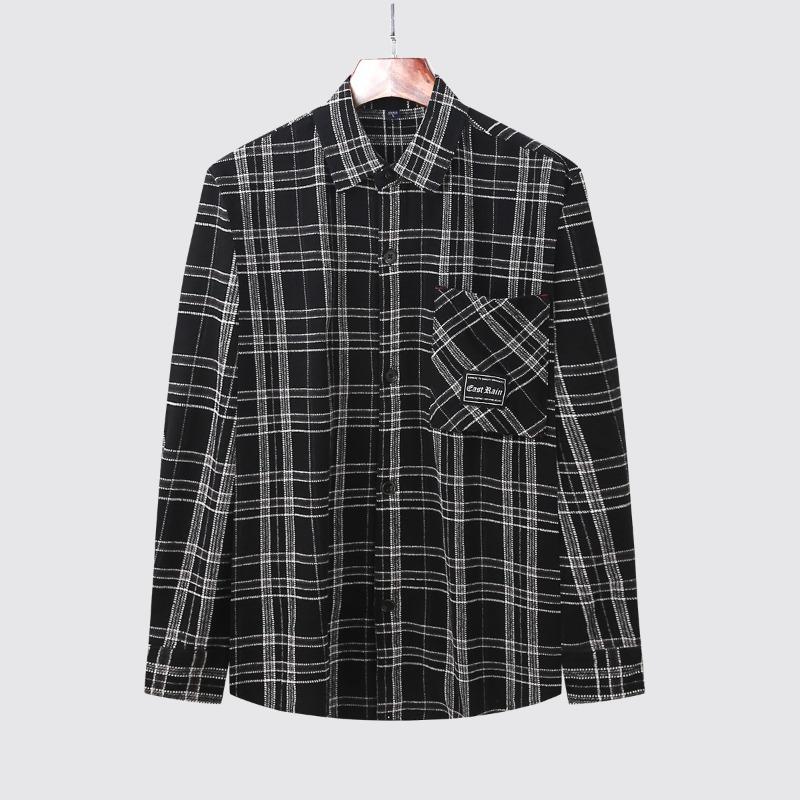 Men's Plaid Long Sleeve Button Down Shirt Pocket Casual Shirt Jacket.