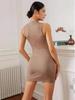 European & American Style Women's Sleeveless Ribbed Dress with High Elasticity & Shaping Control.