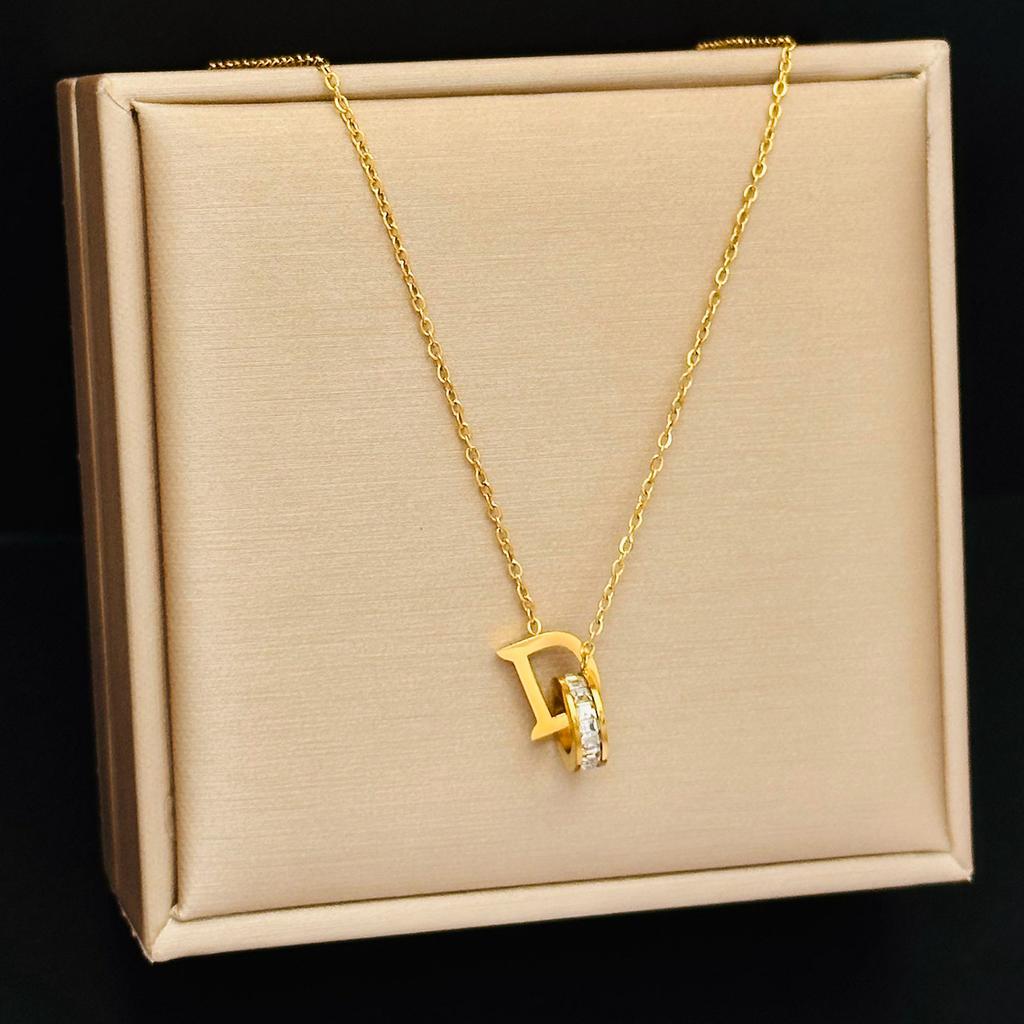 D-letter Necklace Female Niche Design Simple Online Celebrity Temperament Light Luxury Necklace Pendant Clavicle Chain Does Not Fade.
