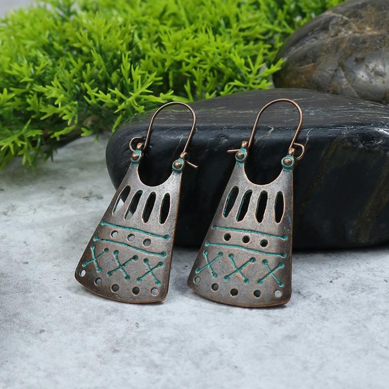 Vintage Boho Blue Stone Beaded Drop Earrings For Women Tassel Ethnic Geometric Flower Leaf Long Dangle Earrings Trendy Zircon