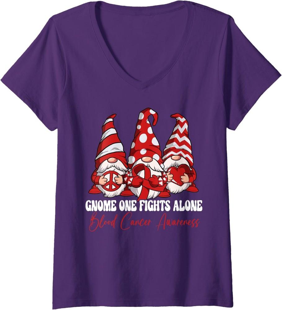 Gnome One Fights Alone Blood Cancer Awareness Ladies  V-Neck Tshirt Unisex T-Shirt XL