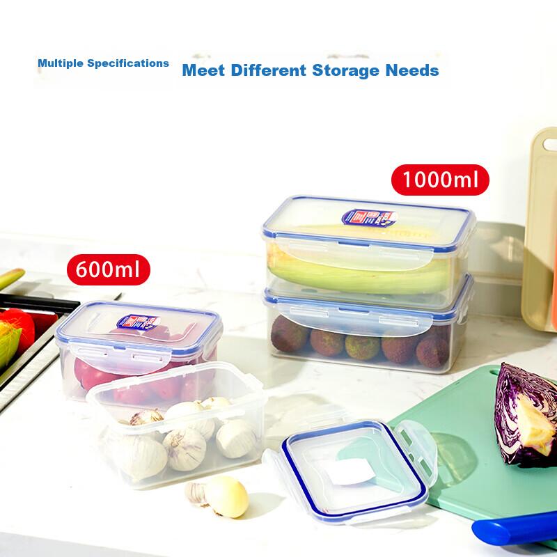 LOCK&LOCK Plastic Food Storage Containers, Large Capacity Lunch Boxes, Meal Containers, Snack Boxes, Refrigerator Storage Containers, 1L*2
