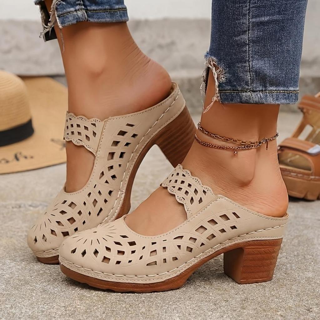 Women's Thick Heel Sandals, Solid Color Open Toe Summer High Heels, Women's Thick Heel, Casual Open Toe Summer Shoes, All Competition Outdoor Sandals