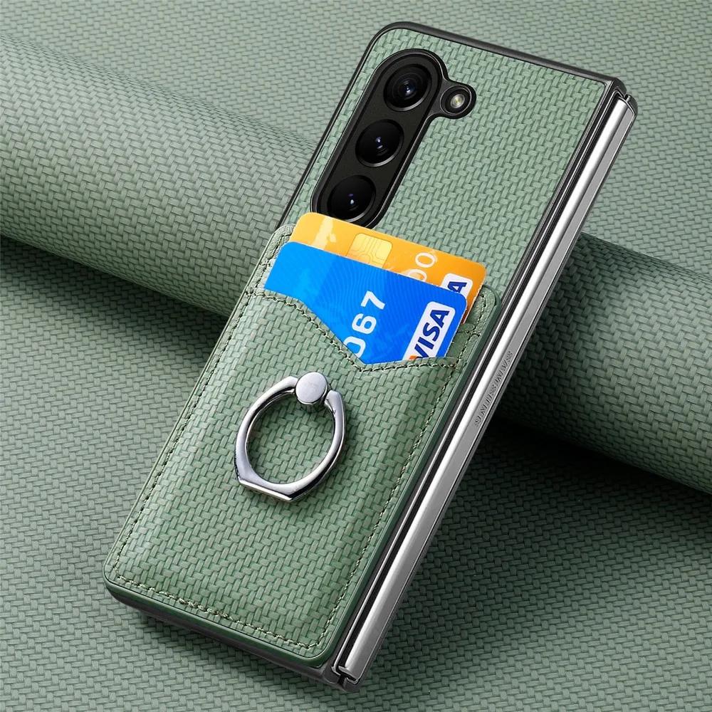 Wallet Phone Case with Credit Card Slot Holder Shockproof Ring Stand PU Leather Cover with Holder for Samsung Galaxy Z Fold 6 5 4 3 2 5G