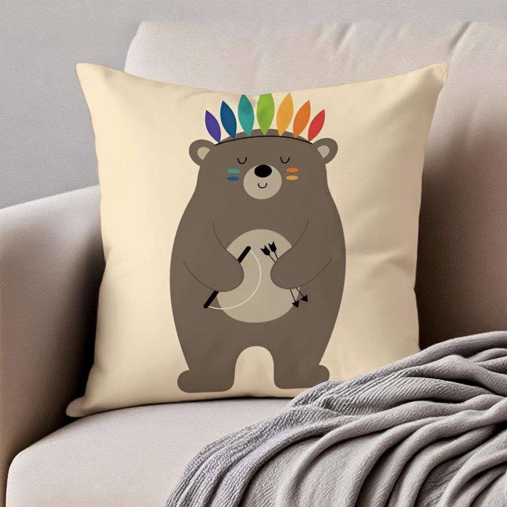 Simple Nordic Modern Anime Style Art Cushion Cover Pillowcase Antidustmite Invisible Zipper Short Plush Sofa Cushion