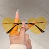 Cute Heart Shape Sunglasses Fashion Vintage Rimless Solid Color Shades Women Retro Trendy Brand Design Beach Sun Glasses