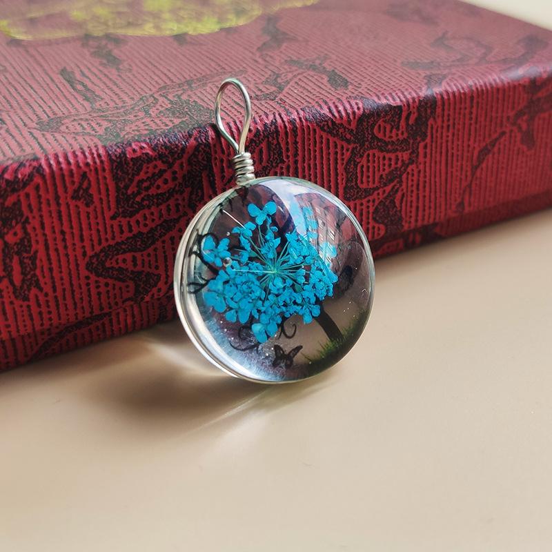 Colier Arborele Vieții cu Flori Uscate Eterne - Pandantiv Claviculă Unisex Cadou