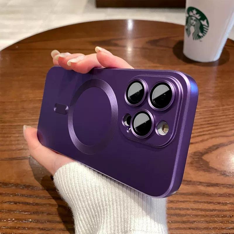 Applicable To IPhone 17 Metal Paint Magnetic Phone Case Skin Feeling Apple 16proMax Full Inclusive Anti Fall 15 Protective Case