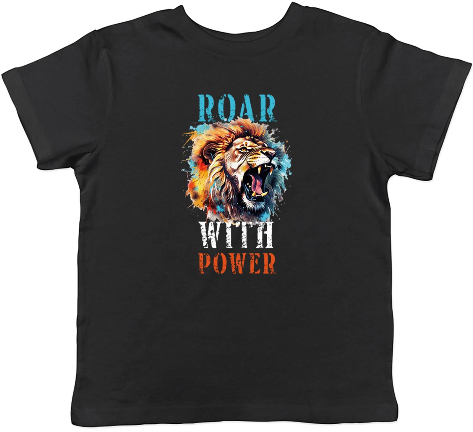 Fierce Lion Kids T-Shirt Roar with Power Pride Mane Childrens Boys Girls Gift 110