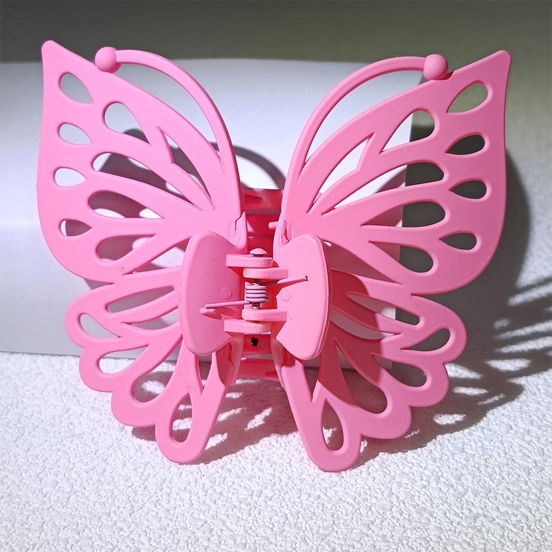 9cm Sweet Women Girl Young Fashion Gift Back Head Clip Hairpin Candy Color Single Layer Hollow Wing Antennae Butterfly Hair Claw