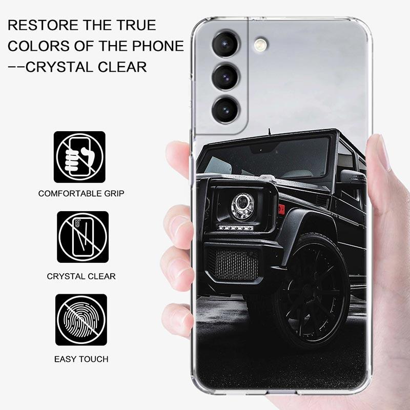 Transparente Silikonhülle für Männer und Frauen mit Sportwagen für Samsung Galaxy S22 S21 S20 FE S 22 Ultra S10 E S9 Plus 5G Telefonabdeckung Coque