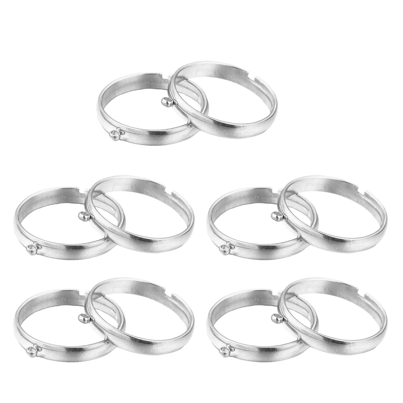 

10 шт. Основы колец из нержавеющей стали Открытые регулируемые кольца для пальцев Заготовки для изготовления украшений своими руками для мастеров Подарок ручной работы A серебряный