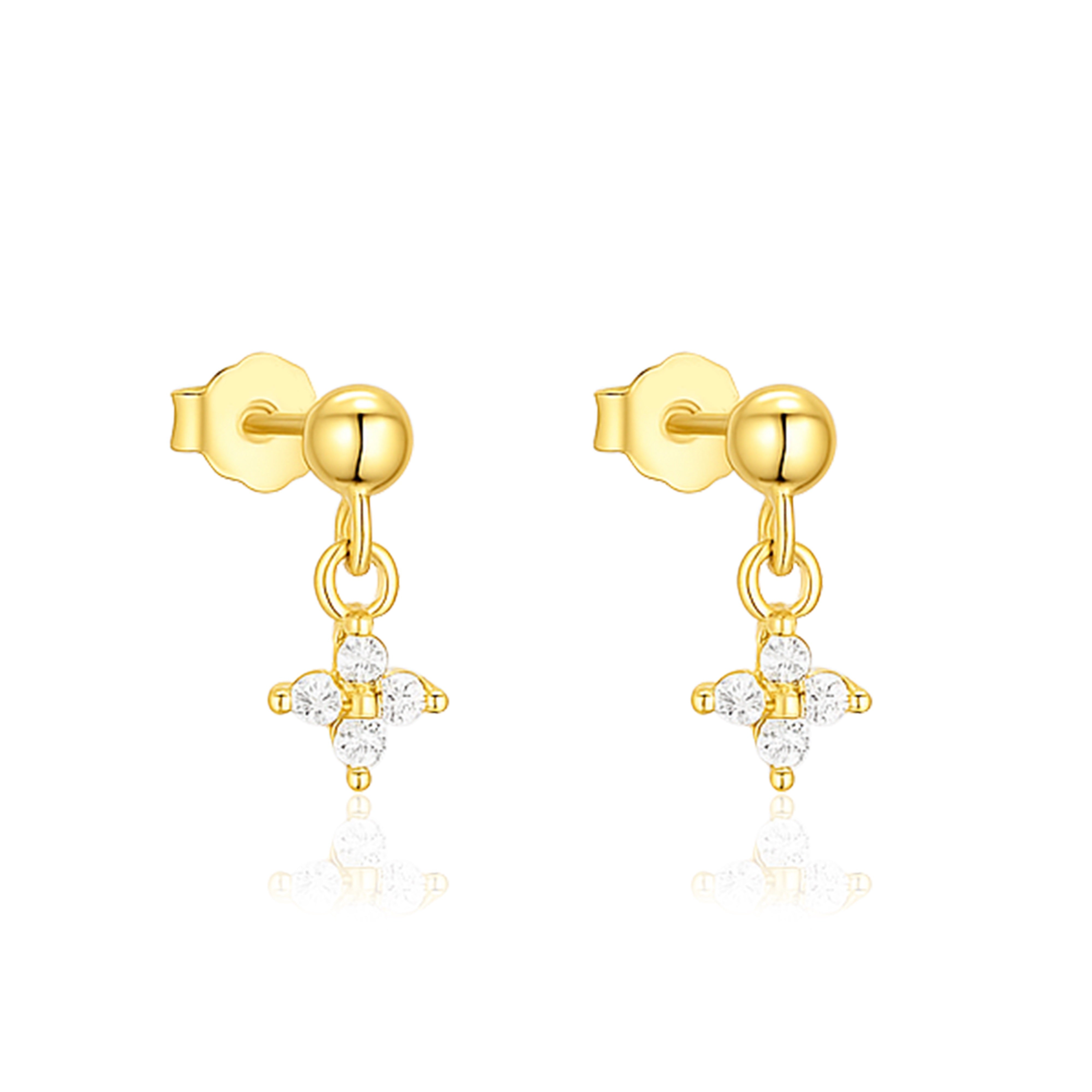 

Petite Cross Drop Earrings - Sterling Silver Gold Plated