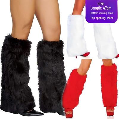 Christmas Plush Long Leg Warmers - Stage Performance Costume Accessories, Mid-Calf Sock Covers