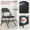 Set of 2 Folding Chairs, Portable Office Chairs, Metal Legs, Folding Chair for Office, Reception, Waiting Room, Faux Leather, Black
