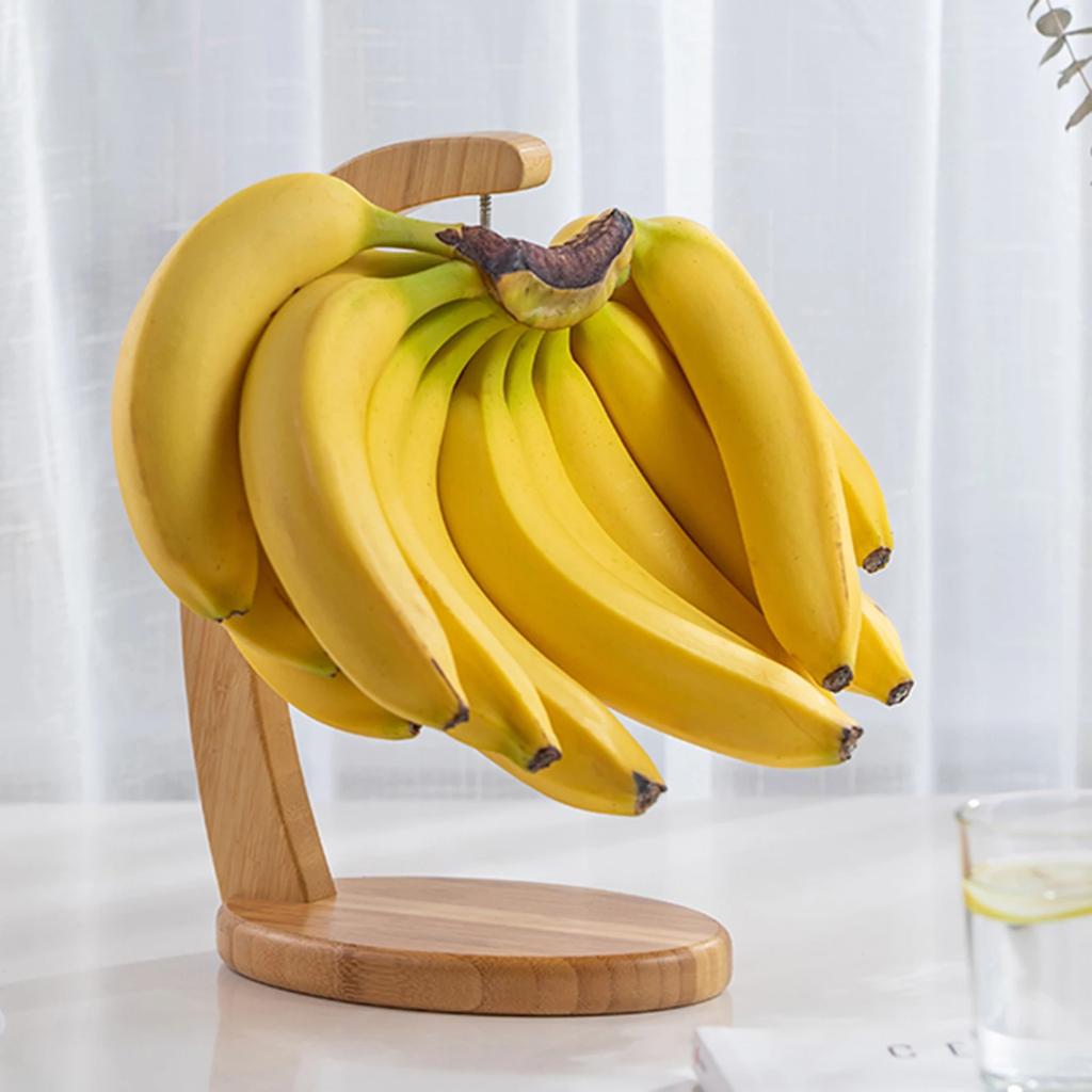 Banana Holder Tree Stand Hanger Rack Fruit Display Hook Wooden Banana Tree Hanger Sturdy Display with Hook for Fruit Storage