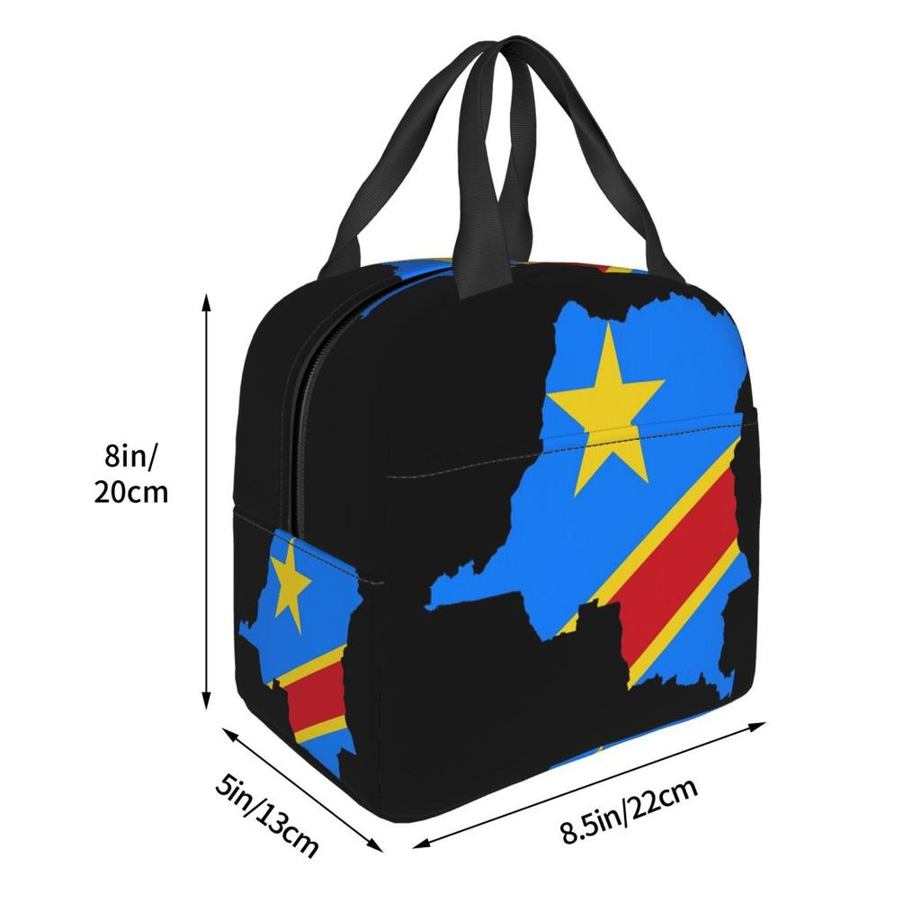 Flag Map Of The Congo Insulated Lunch Bag for Women Children Portable Food Boxes Thermal Lunch Box Tote