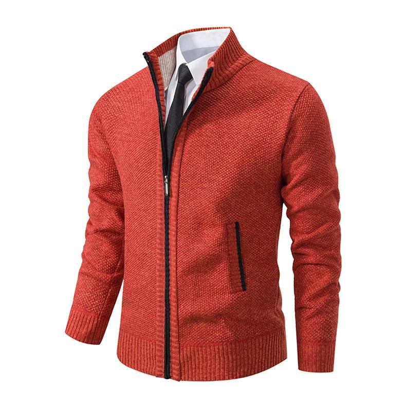 

Large Size Jacket Men s Casual Cardigan Autumn and Winter Warm Men s Jacket Fashionable Stand Up Collar Sweater XS бежевий