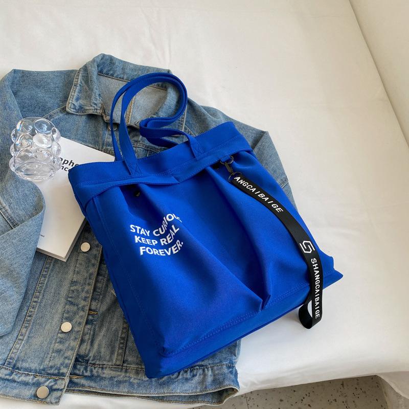 

Women s bag new urban simplicity trendy fashion large capacity shoulder tote bag canvas messenger bag versatile синий