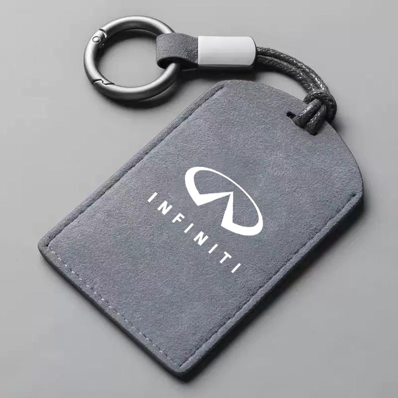 Suede Leather Car NFC Card Key Cover Fob Case Protector Holder Shell Auto Keychain For Infiniti Q50 G37 QX70 FX35 Q60 Q30 QX60 xs2
