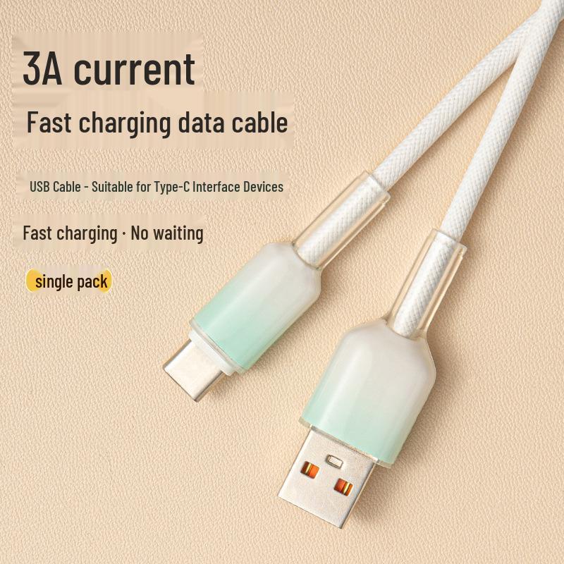 Type-C Gradient Braided Fast Charging Cable for Apple & Huawei – Mobile & Car Charger Compatible USB to Type-C [Green]