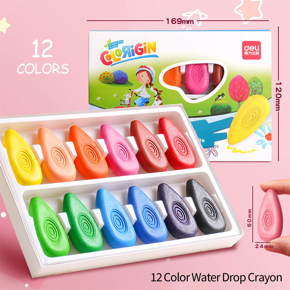 12/24 Colors/Set Drop Shape Crayons Non Dirty Hand Washable Safe Non-Toxic Pen for Kids Baby Toddler Gift Early Education Tools