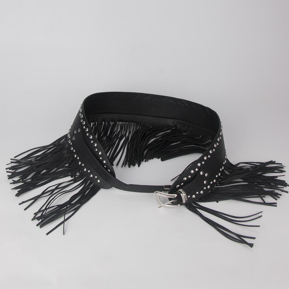 Long Tassel Punk Rivet Metal Pin Buckle Belt Versatile Fashion Belt
