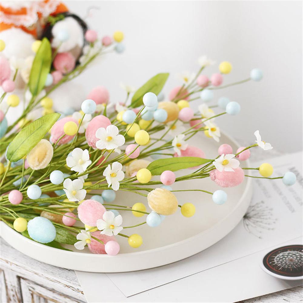 Easter Egg Tree Branch Fake Plant Happy Easter Decor Party Home Vase Decor Diy Flower Arrangement Decorative Accessories