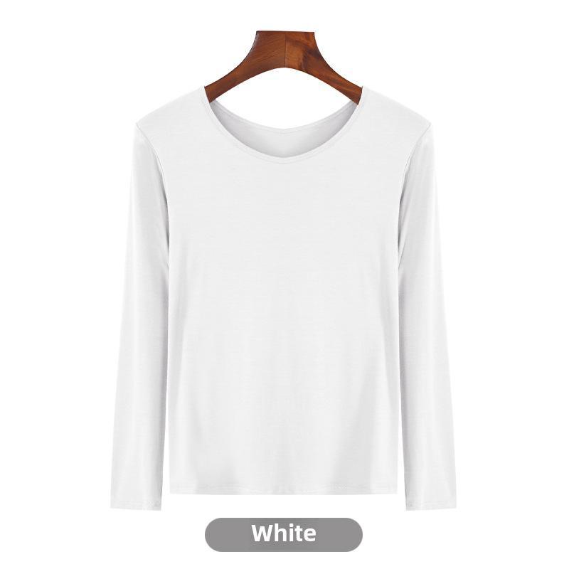 Korean Half-High Collar Slim Fit Modal T-Shirt - Long-Sleeve Solid Color Top