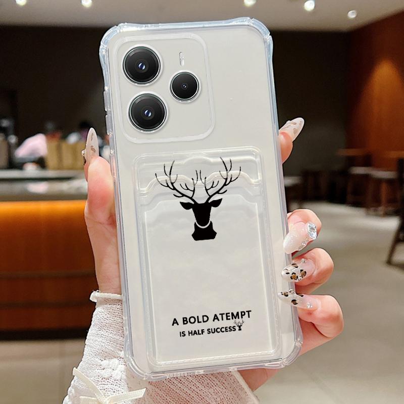 

Для Xiaomi 14T 13T Pro Poco F6 X6 Pro Redmi 14C Note 13 12 Pro 11 чехол с рисунком оленя, тонкий слот для карт, прозрачный противоударный мягкий силиконовый чехол для телефона Xiaomi Poco M6 Pro 4G прозрачный