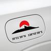 The rising red sun and Mount Fuji Stickers with its longitude and latitude decal,creative&fashion decal for car  laptop