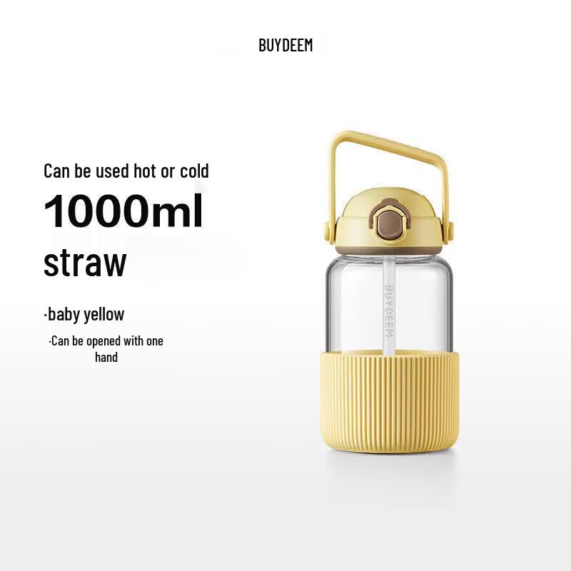 Buydeem 1L High Borosilicate Glass Straw Tumbler DG710/A2