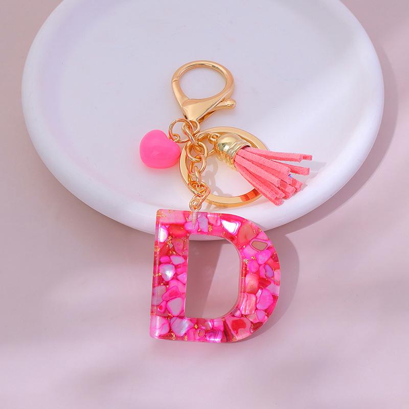 

Розовый брелок в форме сердца с подвеской-кисточкой для женщин и девочек, брелок с инициалами из смолы AZ, аксессуары для сумочки, ювелирные изделия, подарок