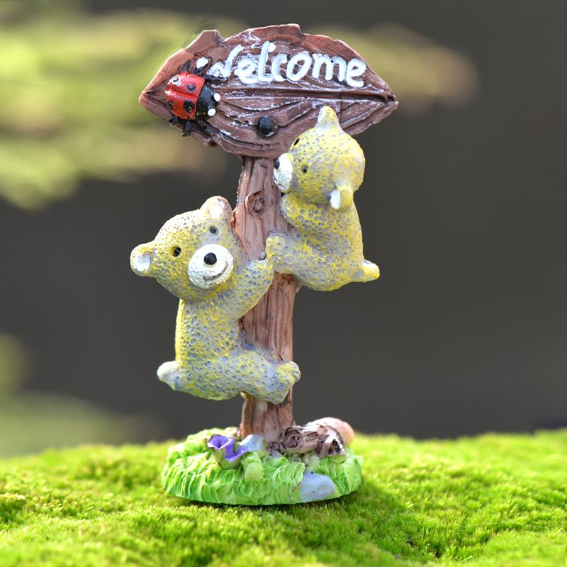 1ks Pryskyřičné medvědí cedule pro pohádkovou zahradu/mechové terárium mikrokrajinářské dekorace