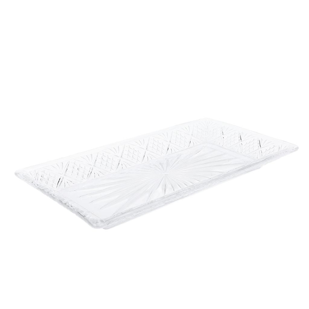 Serving Tray Rectangle Glass Platter Elegant Ample Capacity Stable Pattern Serving Dish for Dinner P