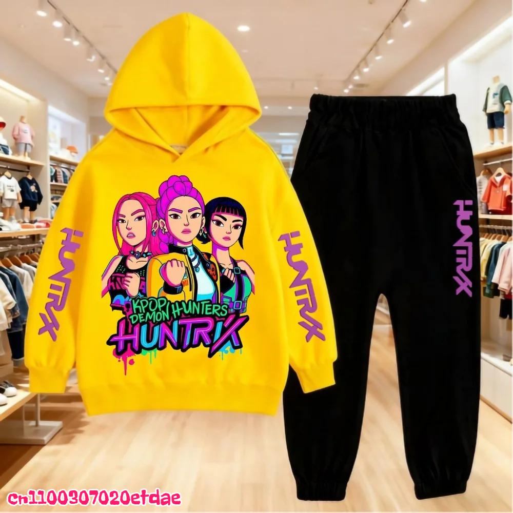 Herbst Winter Kinder Hoodie KPop Dämonenjäger Kleidung Freizeit Oberbekleidung Sweatshirt +Hose Set Jungen Mädchen Geschenk