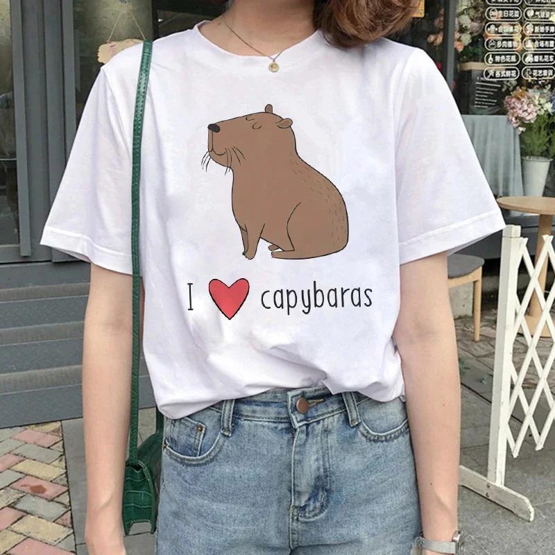 Cute Capybara Clothing T-Shirt Women Vintage Cartoon T Shirt Female Casual Anime Top Tees T Shirt Manga Women Graphic Tee Tops